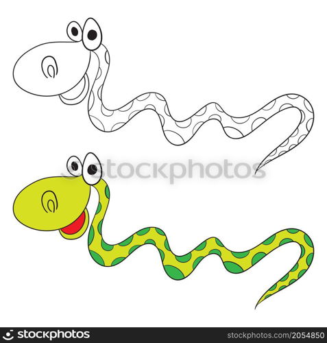 Cute smiling snake isolated icon on white background. Vector illustration.