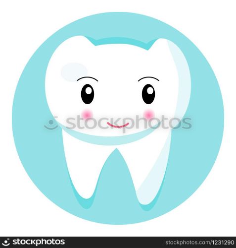 Cute smiling tooth icon. National Dental Hygiene month, week, day. Dentistry symbol vector for children. Happy funny tooth design for dentist website.. Cute smiling tooth icon. National Dental Hygiene month, week, day. Dentistry symbol vector for children. Happy funny tooth design for dentist