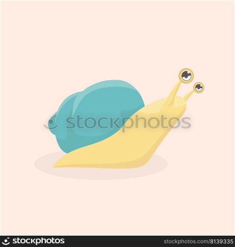Cute snail cartoon vector isolated on pastel background.. Cute snail cartoon vector isolated 