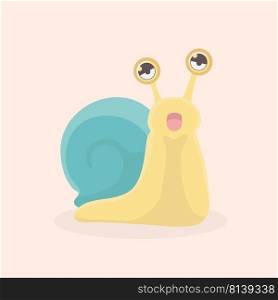 Cute snail cartoon vector isolated on pastel background.. Cute snail cartoon vector isolated 