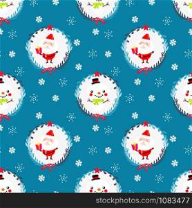 Cute snowman and Santa claus seamless pattern.