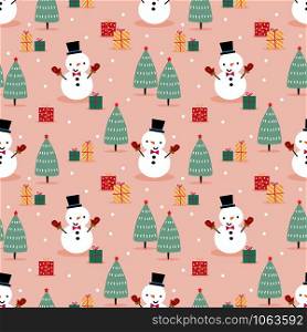 Cute Snowman in Christmas season seamless pattern