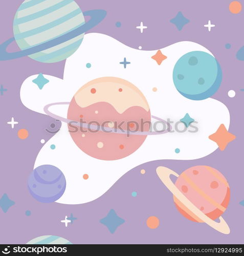 cute space pattern with planets flat design