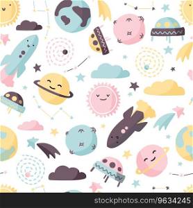 Cute space seamless pattern colorful kids Vector Image