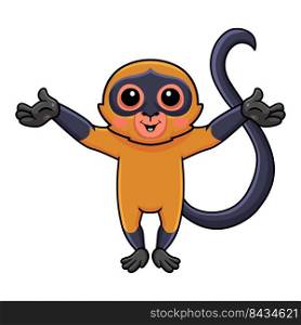 Cute spider monkey cartoon raising hands