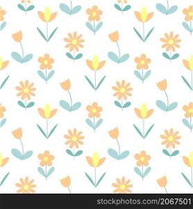 Cute spring flower pattern vector illustration. Background with delicate small wildflowers. Beautiful template for fabric, wallpaper and packaging. Cute spring flower pattern vector illustration