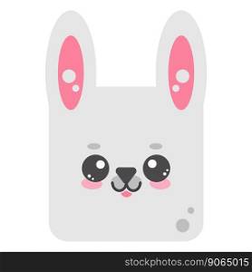 Cute square hare face. Cartoom head of animal character. Minimal simple design. Vector rabbit illustration.. Cute square hare face. Cartoom head of animal character. Minimal simple design. Vector rabbit illustration