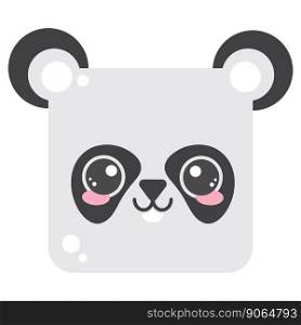 Cute square panda face. Cartoom head of animal character. Minimal simple design. Vector illustration.. Cute square panda face. Cartoom head of animal character. Minimal simple design. Vector illustration