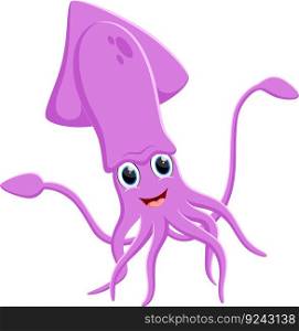 Cute Squid cartoon isolated on white background	
