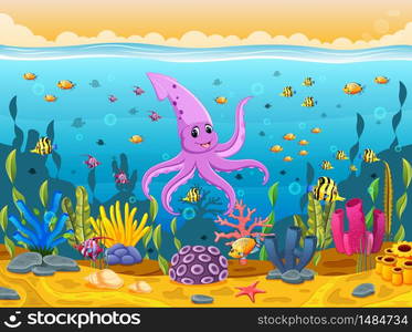 cute squid under the sea — Stockphotos.com