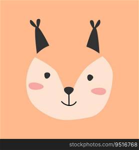cute squirell portrait in a cartoon style. Vector illustration wild animal face, suitable for t-shirt, greeting card, posters and invitashion.