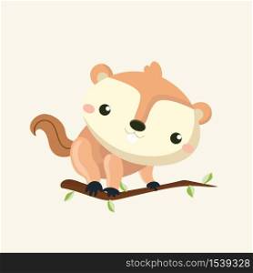 Cute squirrel cartoon on pastel background.