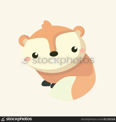 Cute squirrel cartoon on pastel background. 