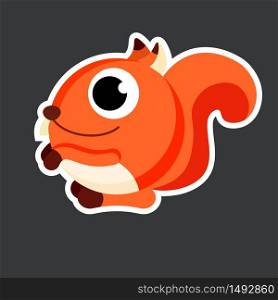cute squirrel sticker template in flat vector style