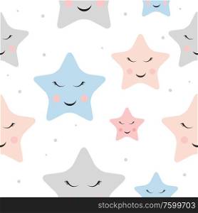 Cute Star Night Seamless Pattern Background Vector Illustration EPS10 . Cute Star Night Seamless Pattern Background Vector Illustration
