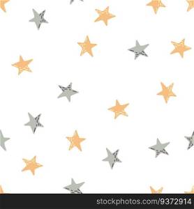 Cute stars seamless pattern in doodle style. Constellation wallpaper. Design for fabric, textile print, wrapping paper, childish textiles. Vector illustration. Cute stars seamless pattern in doodle style. Constellation wallpaper