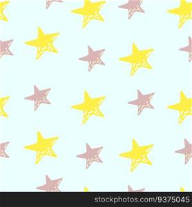 Cute stars seamless pattern in doodle style. Constellation wallpaper. Design for fabric, textile print, wrapping paper, childish textiles. Vector illustration. Cute stars seamless pattern in doodle style. Constellation wallpaper