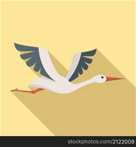 Cute stork icon flat vector. Heron bird. Japanese stork. Cute stork icon flat vector. Heron bird