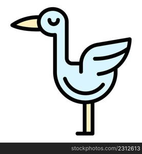 Cute stork icon. Outline cute stork vector icon color flat isolated. Cute stork icon color outline vector