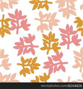 Cute strange tropical leaves seamless pattern. Naive art style. Leaf plants endless wallpaper. Abstract floral background. Modern botanical print. Design for fabric, textile print, wrapping, cover. Cute strange tropical leaves seamless pattern. Naive art style. Leaf plants endless wallpaper.