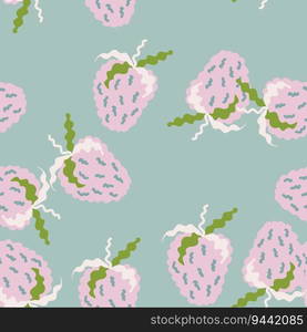 Cute strawberries seamless pattern. Doodle strawberry endless background. Hand drawn fruits wallpaper. Design for fabric, textile print, wrapping paper, kitchen textiles, cover. Vector illustration. Cute strawberries seamless pattern. Doodle strawberry endless background. Hand drawn fruits wallpaper