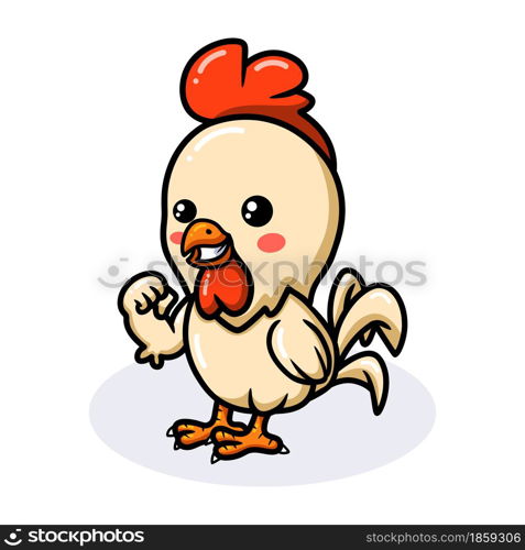 Cute strong little rooster cartoon
