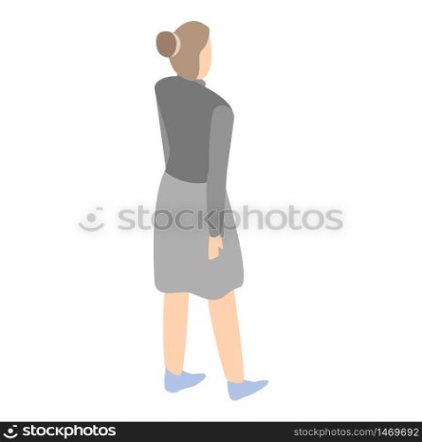 Cute student girl icon. Isometric of cute student girl vector icon for web design isolated on white background. Cute student girl icon, isometric style