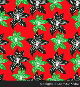 Cute stylized bud flowers background. Abstract flower seamless pattern in simple style. For fabric design, textile print, wrapping paper, cover. Vector illustration. Cute stylized bud flowers background. Abstract flower seamless pattern in simple style.