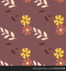 Cute stylized ditsy flower seamless pattern. Decorative naive botanical backdrop. Design for fabric, textile print, wrapping paper, cover, poster. Vector illustration. Cute stylized ditsy flower seamless pattern. Decorative naive botanical backdrop.