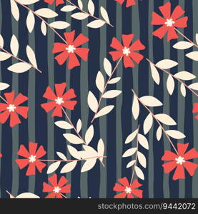 Cute stylized ditsy flower seamless pattern. Decorative naive botanical backdrop. Design for fabric, textile print, wrapping paper, cover, poster. Vector illustration. Cute stylized ditsy flower seamless pattern. Decorative naive botanical backdrop.