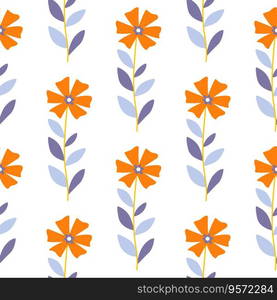 Cute stylized ditsy flower seamless pattern. Decorative naive botanical backdrop. Design for fabric, textile print, wrapping paper, cover, poster. Vector illustration. Cute stylized ditsy flower seamless pattern. Decorative naive botanical backdrop.