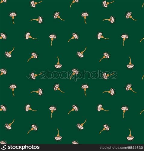 Cute stylized flower seamless pattern. Decorative naive botanical background. For fabric design, textile print, wrapping paper, cover. Vector illustration. Cute stylized flower seamless pattern. Decorative naive botanical background.