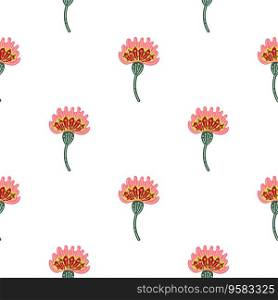Cute stylized flower seamless pattern. Decorative naive botanical background. For fabric design, textile print, wrapping paper, cover. Vector illustration. Cute stylized flower seamless pattern. Decorative naive botanical background.