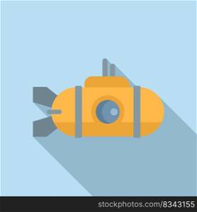 Cute submarine icon flat vector. Sea ship. Deep vehicle. Cute submarine icon flat vector. Sea ship