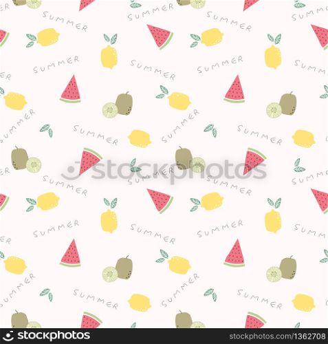 Cute summer fruit seamless pattern. Summer fruit concept.