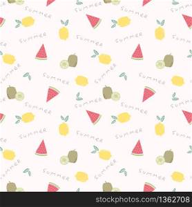 Cute summer fruit seamless pattern. Summer fruit concept.