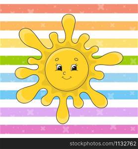 Cute sun. Colorful vector illustration. Cartoon style. Isolated on color background. Design element. Template for your design.