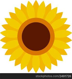Cute sunflower flower icon in flat style