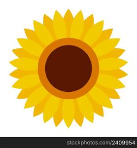 Cute sunflower flower icon in flat style on a white background