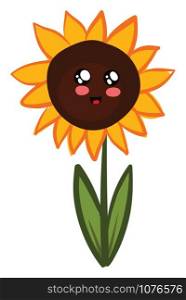 Cute sunflower, illustration, vector on white background.