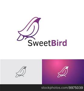 Cute Sweet Bird Line Style Logo Template