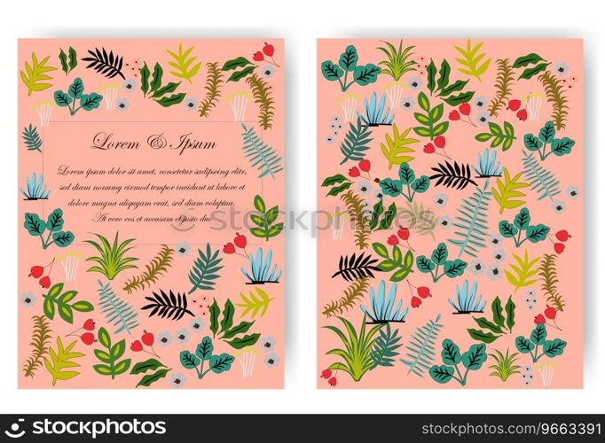 Cute sweet red pink and blue wild floral flower Vector Image