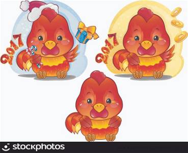 Cute Symbol of Chinese Horoscope - Fire Rooster