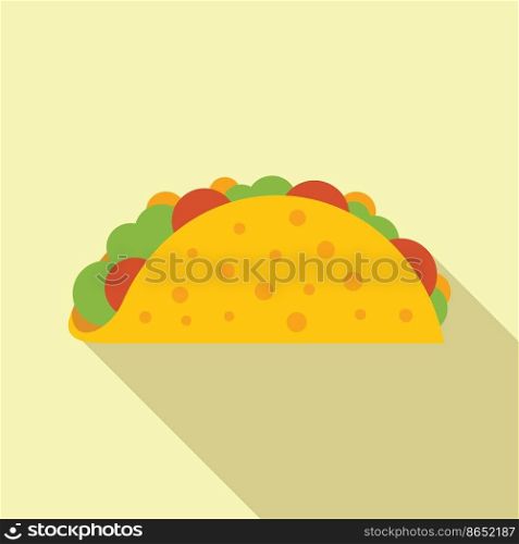 Cute taco icon flat vector. Mexican food. Funny meat. Cute taco icon flat vector. Mexican food