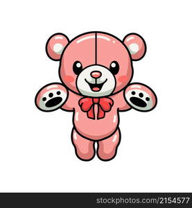 Cute teddy bear cartoon leaping