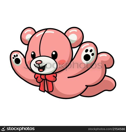 Cute teddy bear cartoon leaping