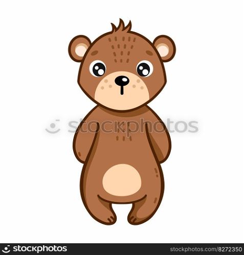 Cute teddy bear on white background. Vector illustration in cartoon style. Drawing for children. The decor of poster or postcard.