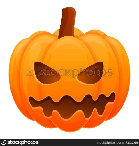 Cute teeth pumpkin icon. Cartoon of cute teeth pumpkin vector icon for web design isolated on white background. Cute teeth pumpkin icon, cartoon style