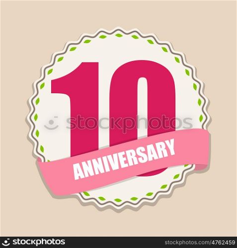 Cute Template 10 Years Anniversary Sign Vector Illustration EPS10. Cute Template 10 Years Anniversary Sign Vector Illustration