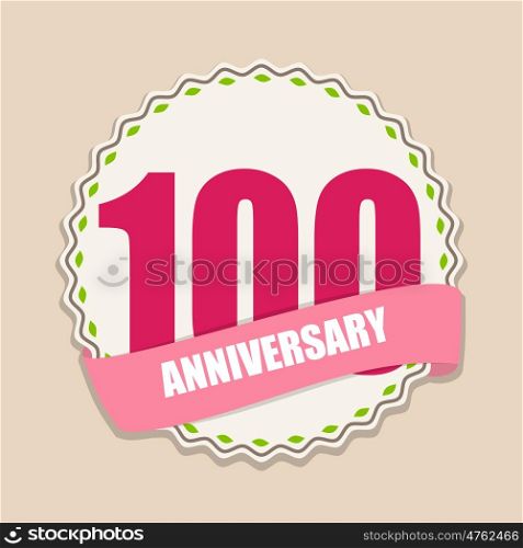 Cute Template 100 Years Anniversary Sign Vector Illustration EPS10. Cute Template 100 Years Anniversary Sign Vector Illustration